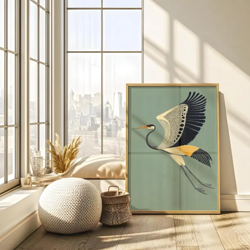Vintage Japandi Plakat z Ptaka – Home Decor Japandi Style recenzja i cena