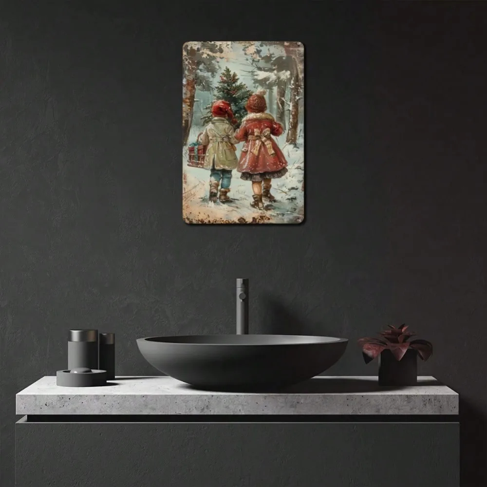 Vintage'owy metalowy znak świą – Home Decor Location recenzja i cena