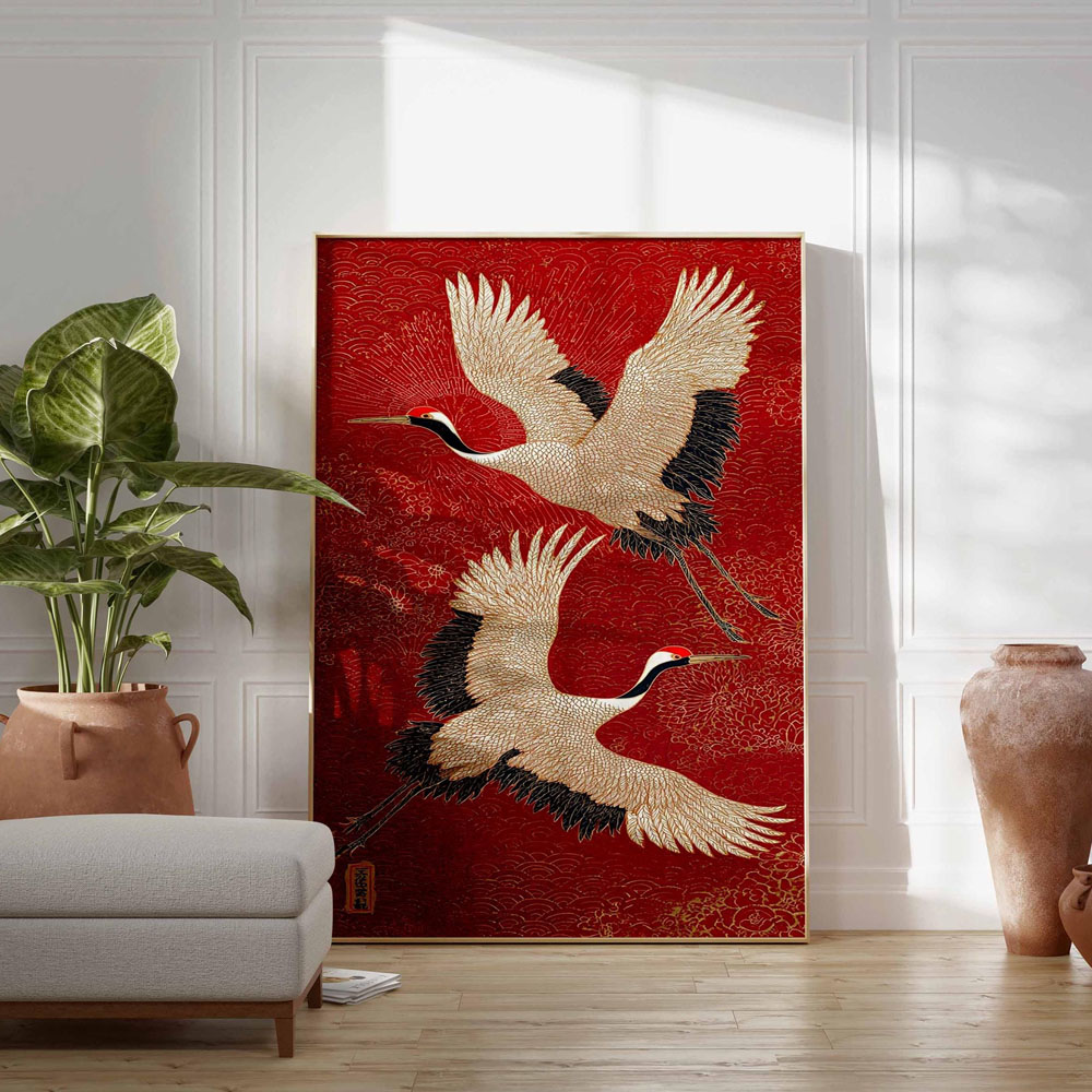 Japońskie Żurawie Latające Obr – Home Decor Japandi Style recenzja i cena